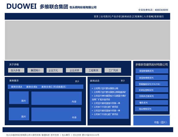 某鋼構彩板公司網站改版框架說明 www.shuizhela.com